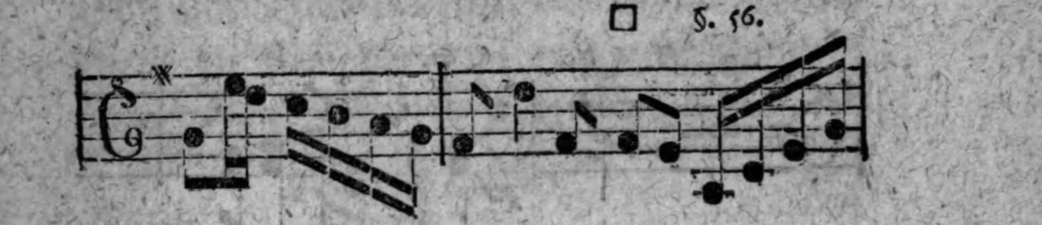 Notenbeyspiel: dreyzehntes System, mit sternartigem Zeichen und der Bezeichnung »□ §. 56.«