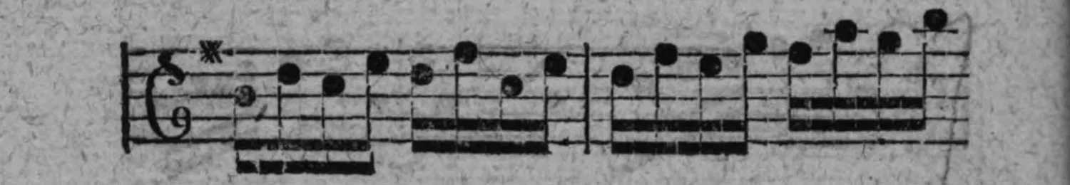 Notenbeyspiel: neunzehntes (abschließendes) System der §.-64-Erweiterung, mit sternartigem Zeichen