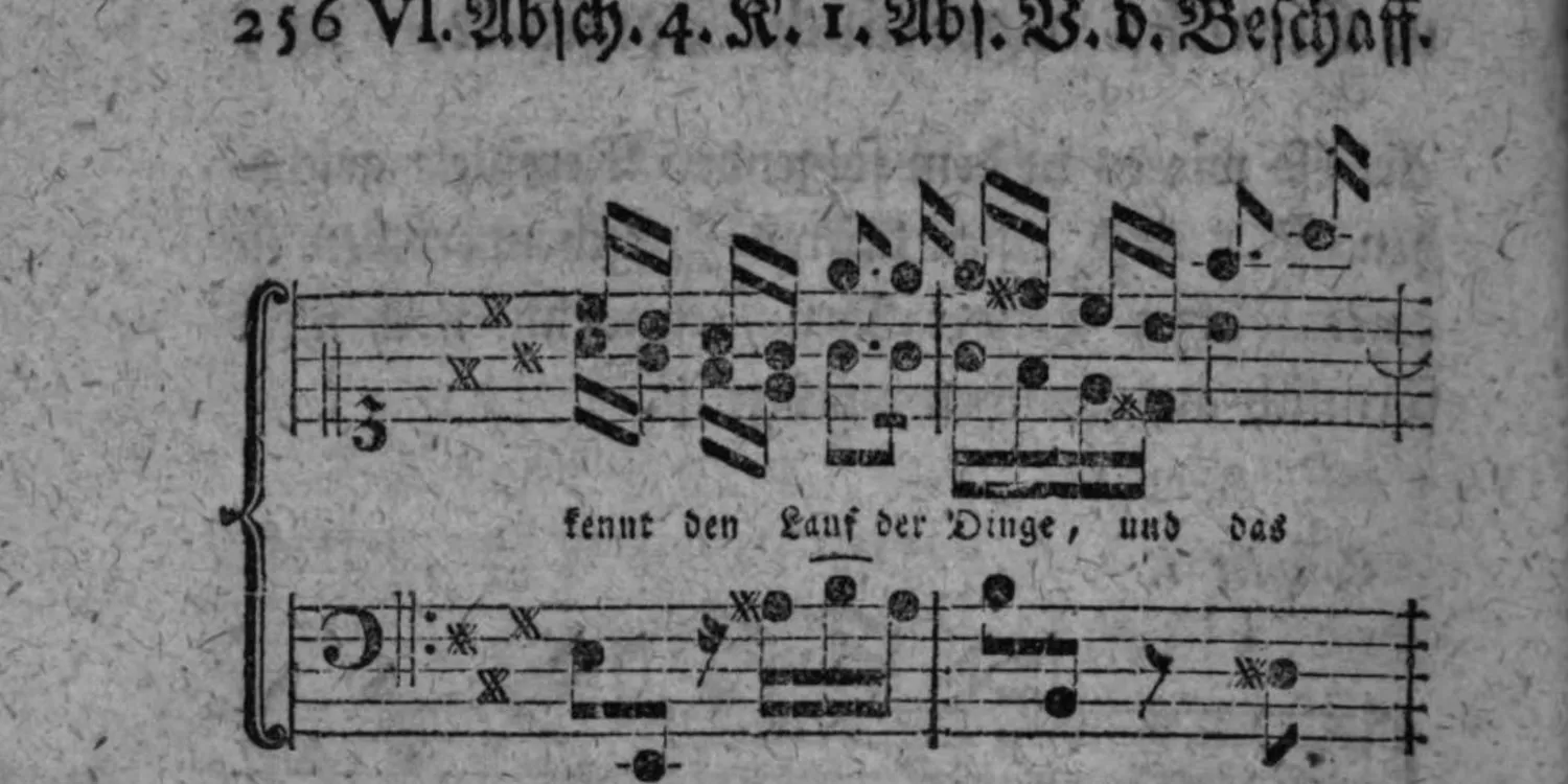 Notenbeyspiel: Couplet 1, Fortsetzung, System 3 (mit Textunterlegung »kennt den Lauf der Dinge, und das«)