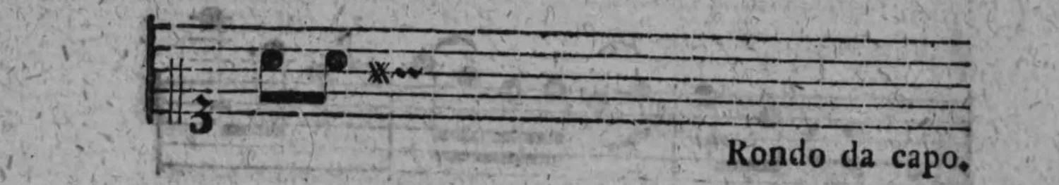 Notenbeyspiel: kurzer Schlußsazz mit der Anweisung »Rondo da capo.«