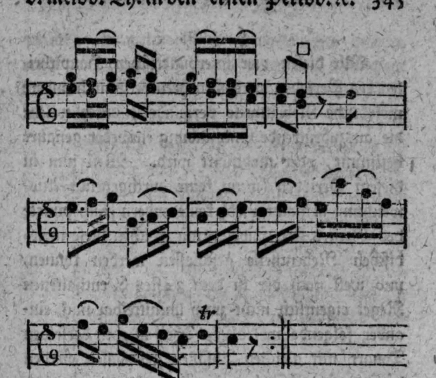 Notenbeyspiel: Fortsetzung und Schluß des Adagio-Beyspiels, drey Systeme