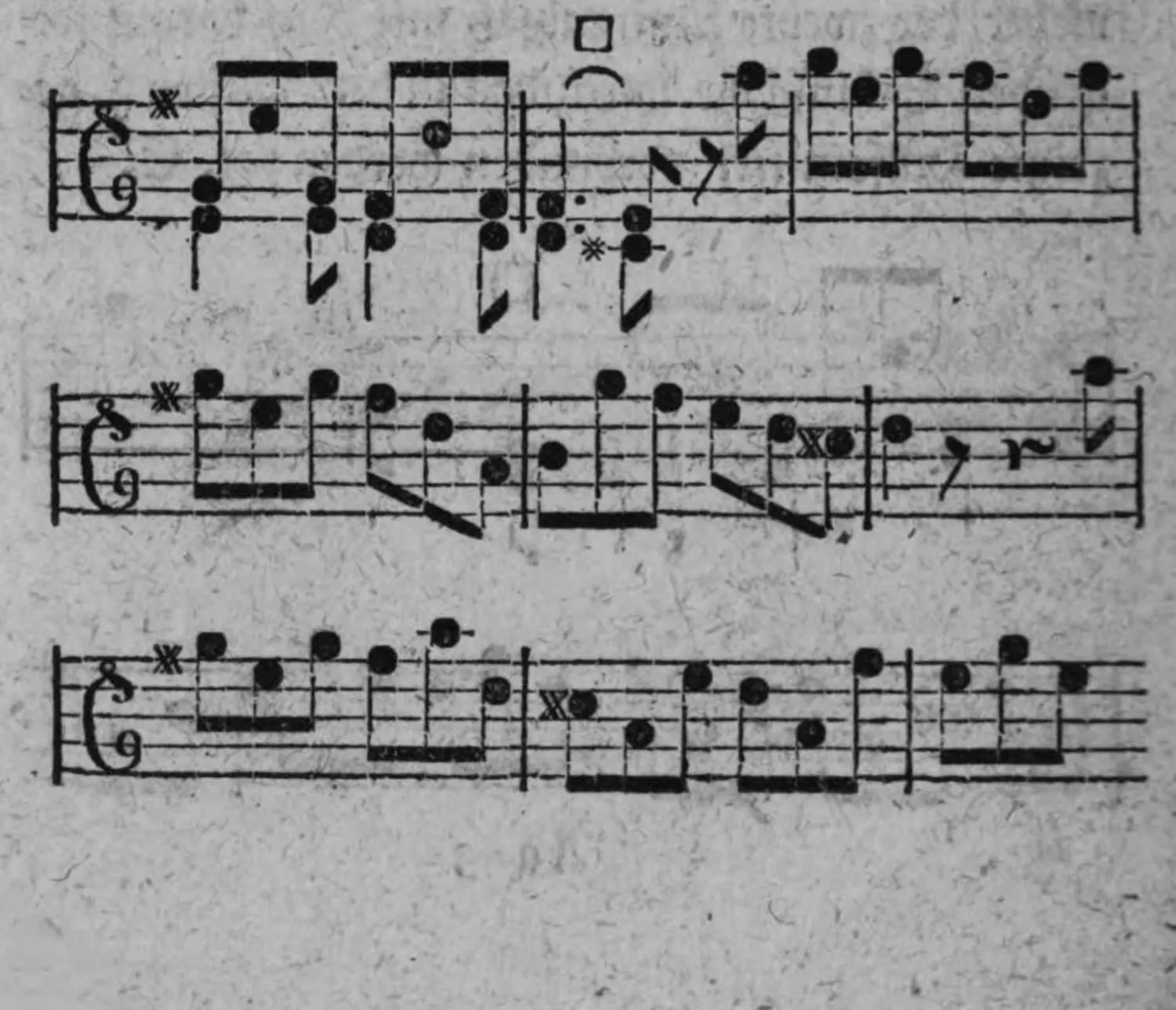 Notenbeyspiel: Solostimme (Tenorschlüssel), drey Systeme