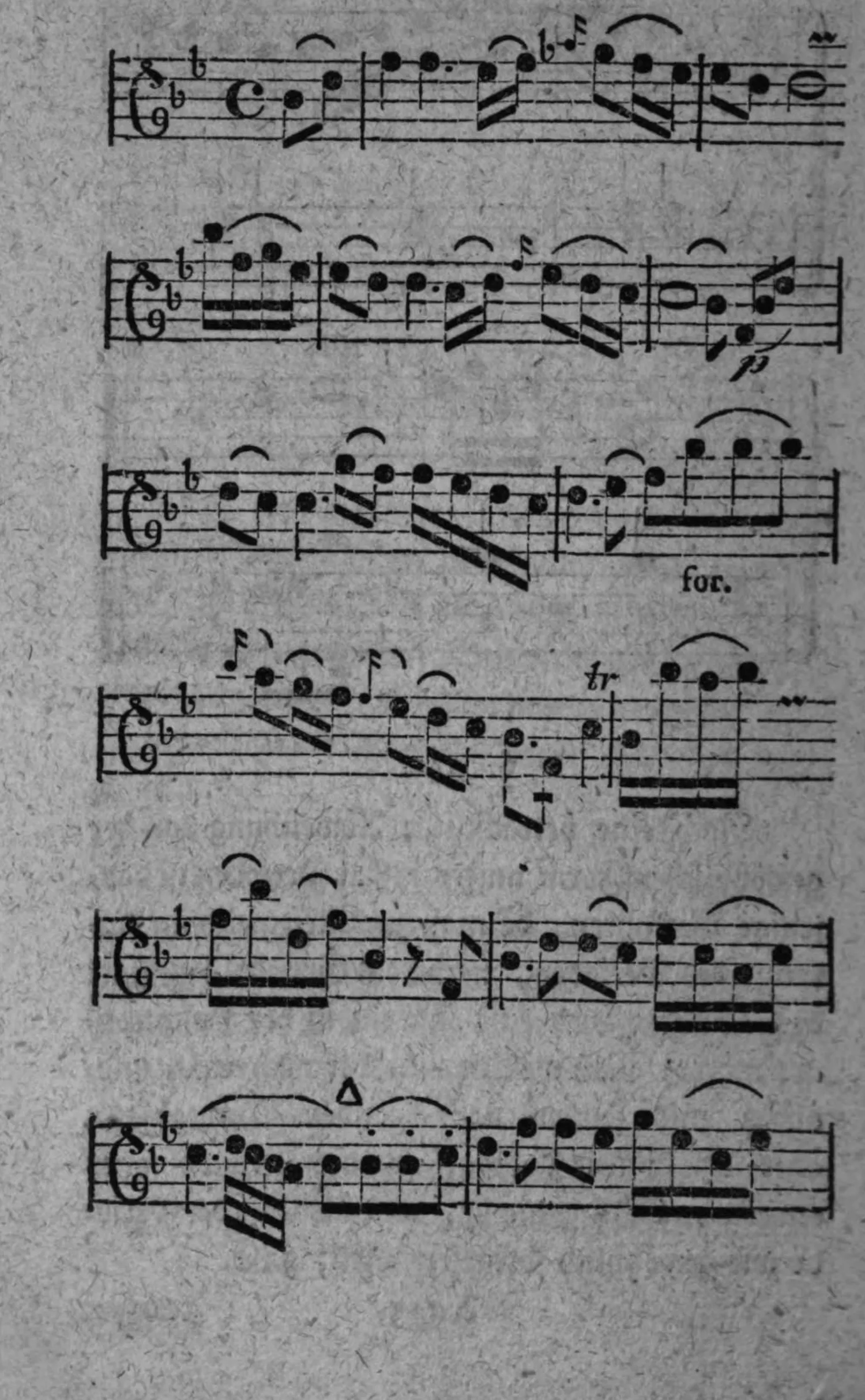 Notenbeyspiel: Solostimme (Tenorschlüssel), sechs Systeme, mit Dynamikangaben »for.« und »p« (Fortsetzung auf der folgenden Seite)