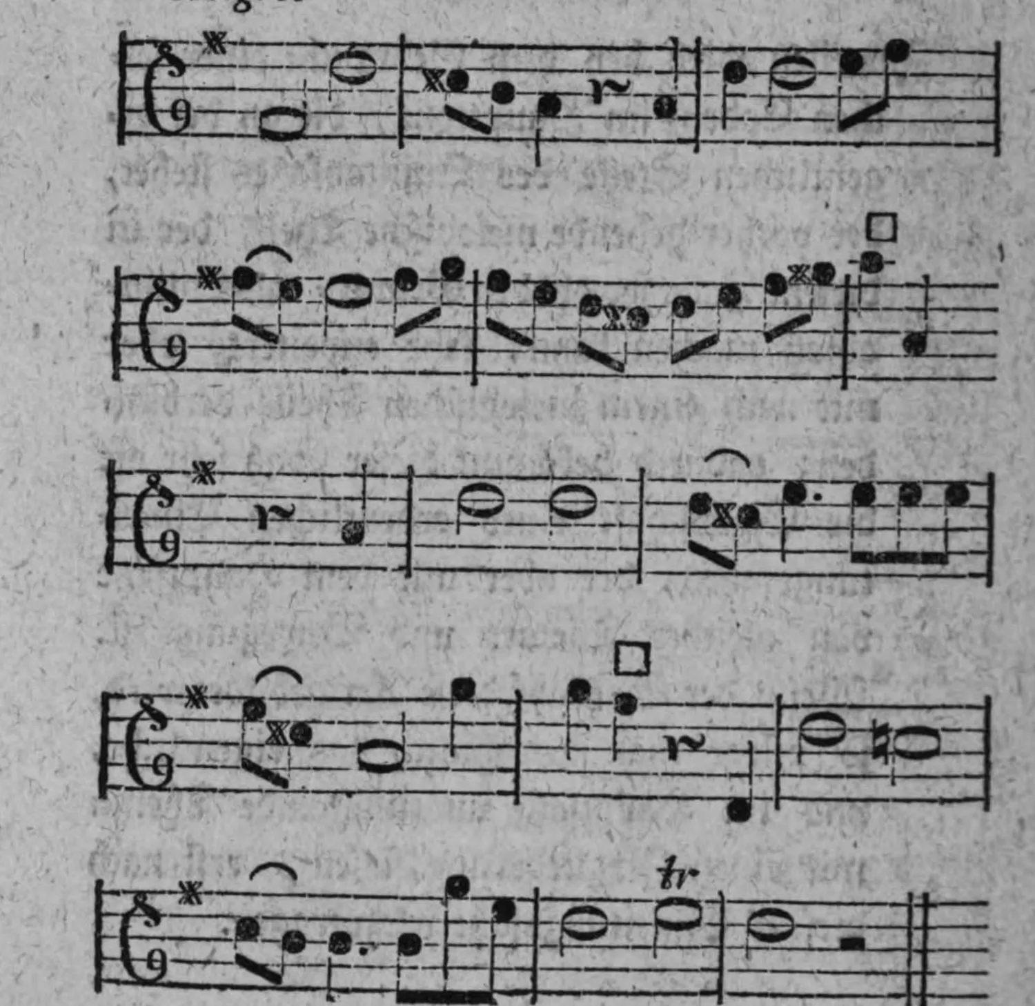 Notenbeyspiel: Solostimme (Tenorschlüssel), fünf Systeme, endet mit Doppelstrich