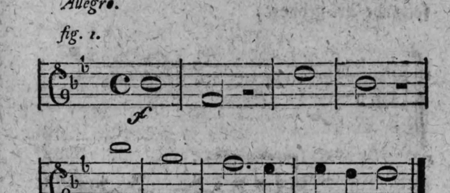 Notenbeyspiel: Allegro, »fig. 1.«, Solostimme, zwey Systeme, endet mit Doppelstrich