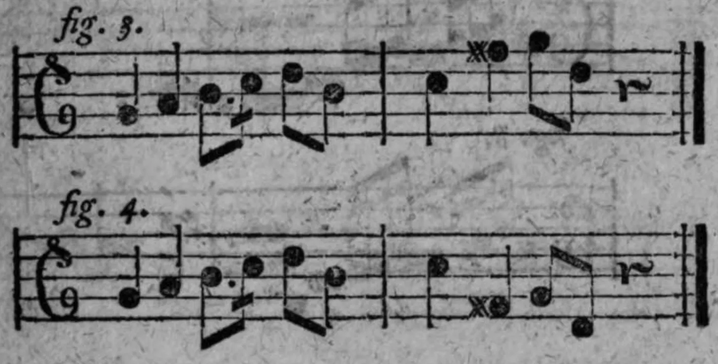 Notenbeyspiele: fig. 3 und fig. 4, übermäßige Quarte und verminderte Quinte