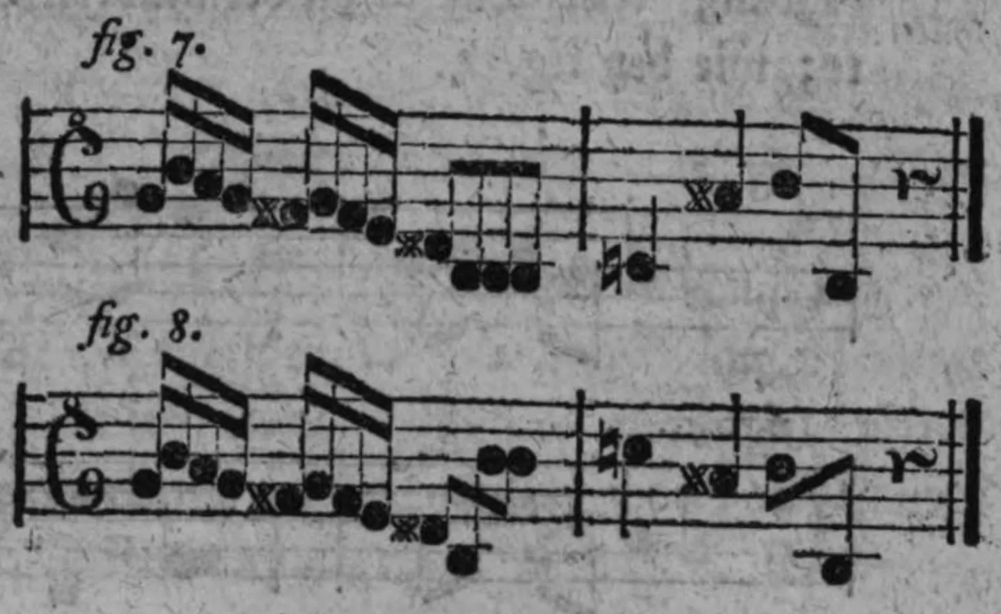 Notenbeyspiele: fig. 7 und fig. 8, übermäßige Sexte und verminderte Terz