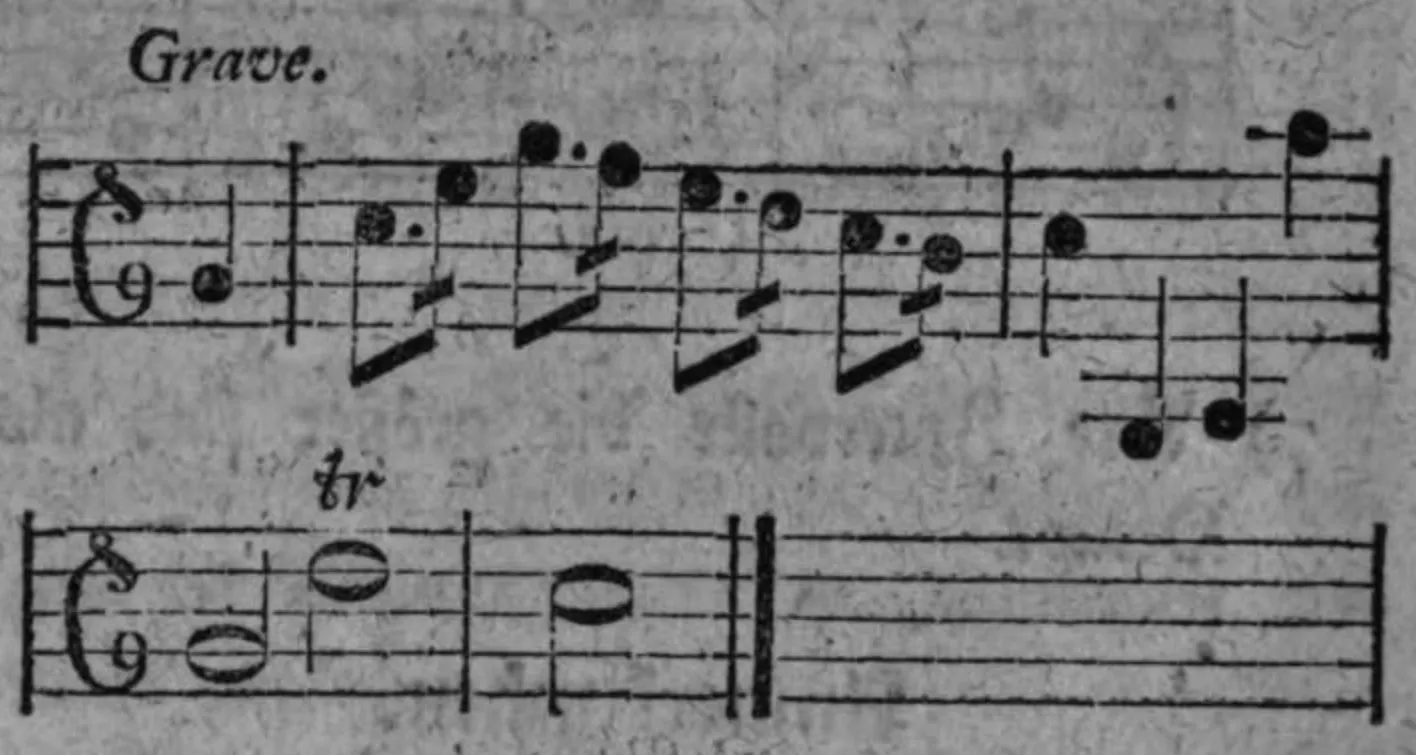 Notenbeyspiel: Grave, Intervallensprünge größer als eine Octave