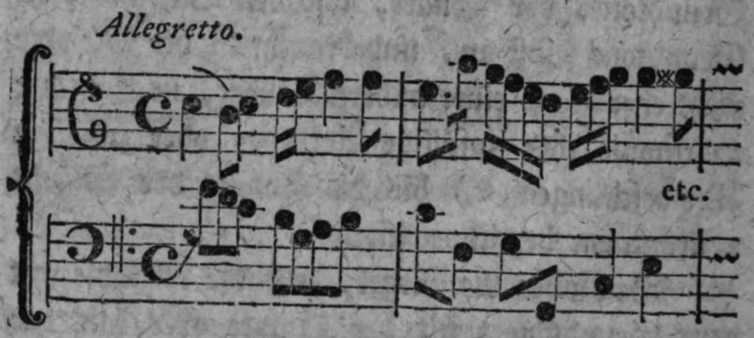 Notenbeyspiel: Allegretto, Anfang des Basses mit der Terz der Tonart