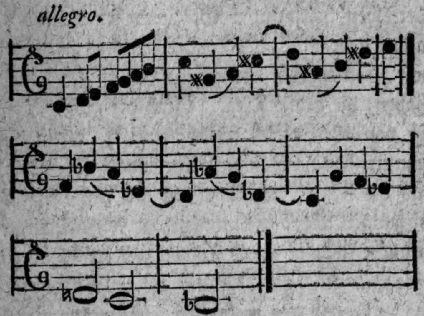 Notenbeyspiel: allegro, zufällig erhöhte und erniedrigte Töne