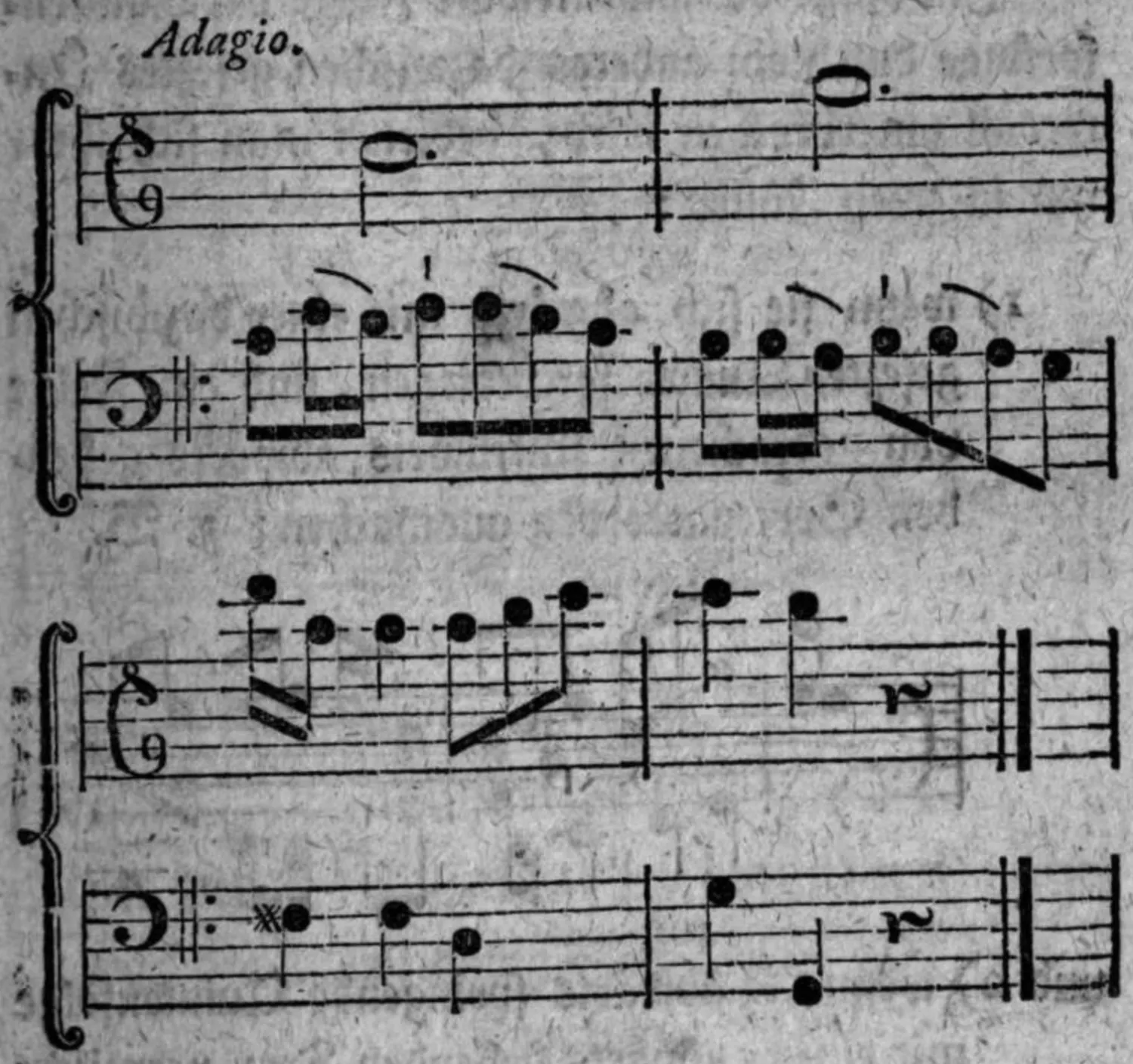 Notenbeyspiel: Adagio, Quintenfolge in langsamer Bewegung