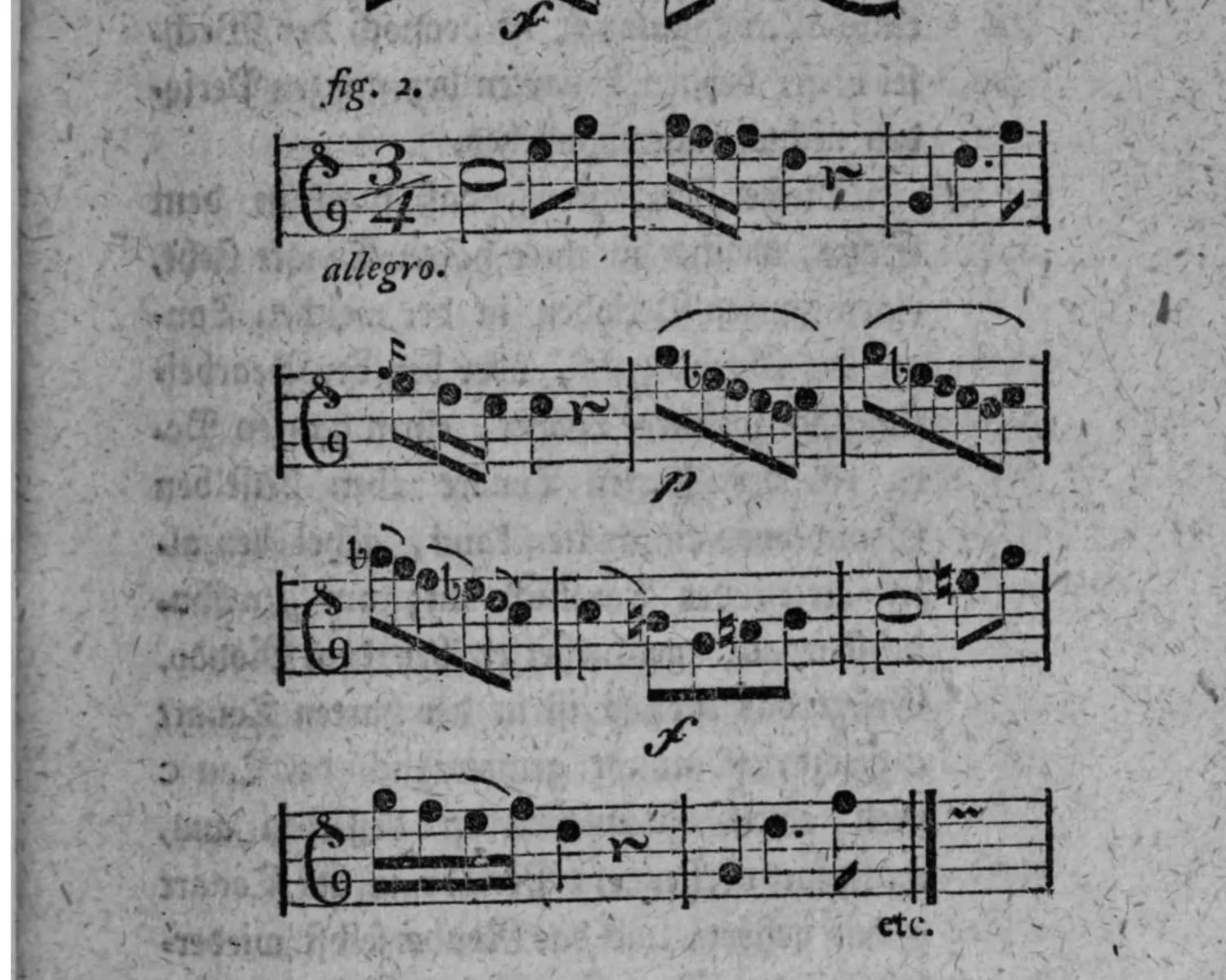 Notenbeyspiel: Fig. 2, Allegro, Beispiel zur Einschaltung eines in der weichen Tonart stehenden Gedankens zwischen zwey in der harten Tonart stehende Gedanken