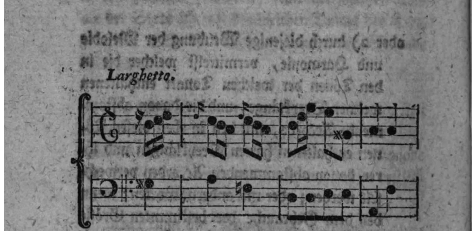 Notenbeyspiel: zweistimmiges Beispiel (Violin- und Baßschlüssel) derselben Verwechslung weicher und harter Dreyklänge