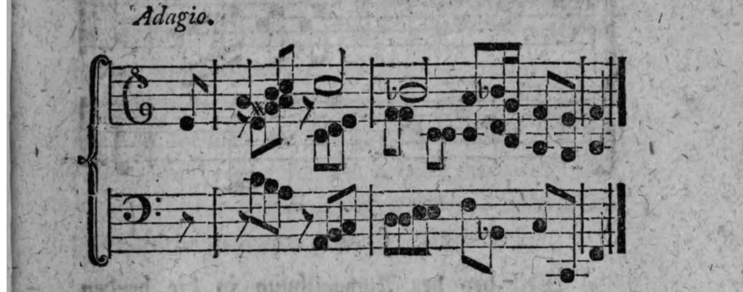 Notenbeyspiel: zweistimmiges Beispiel (Violin- und Baßschlüssel) einer Ausweichung in die harte Tonart der kleinen Sexte vermittelst ihres characteristischen Tones