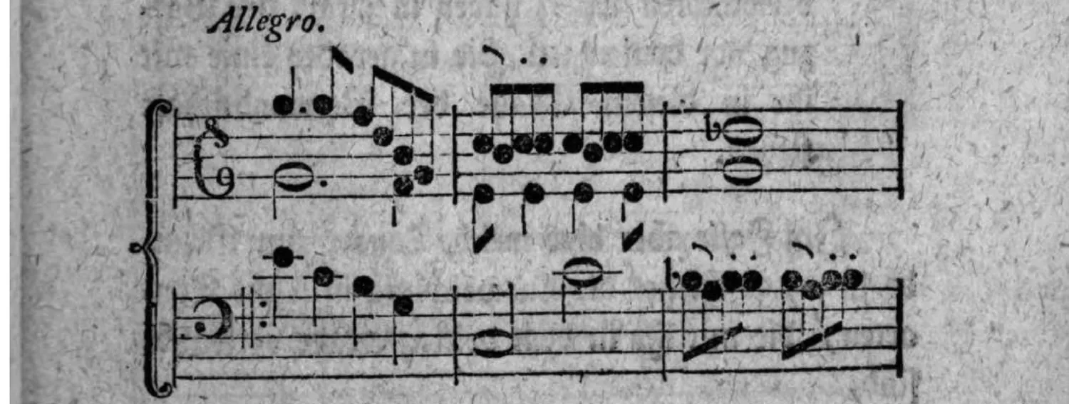 Notenbeyspiel: mit »Allegro« bezeichnetes zweistimmiges Beispiel der Ausweichung in die harte Tonart der um einen halben Ton erniedrigten dritten Stufe