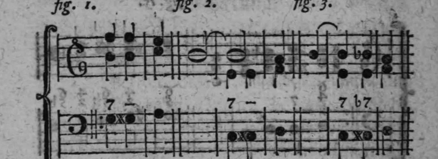 Notenbeyspiel: dreiteiliges Notenbeyspiel im Violin- und Baßschlüssel mit Ziffern (7, —, 7, —, 7, ♭7), Verwandlung der kleinen bzw. großen Septime in die verminderte vor ihrer Auflösung illustrierend