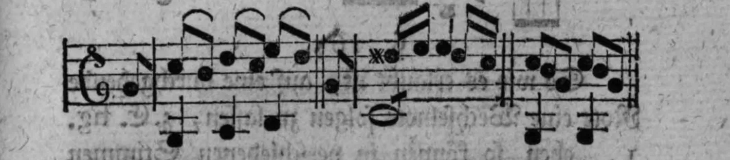 Notenbeyspiel: Notenbeyspiel im Violin- und Baßschlüssel, den regulären Anschluss einer Wechselnote an eine vorhergehende Haupt- oder Nebennote und die stufenweise Fortsetzung danach illustrierend