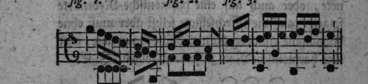 Notenbeyspiel: drei Notenbeyspiele im Violin- und Baßschlüssel mit gebrochenen Sechzehntel-/Achtelfiguren, den regulären und irregulären Wechselgang illustrierend
