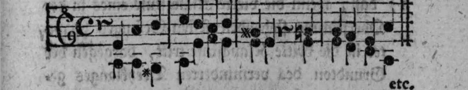 Notenbeyspiel: zweistimmiger Satz (Alt-/Tenorschlüssel) analog in der weichen Tonart a, endend mit »etc.«