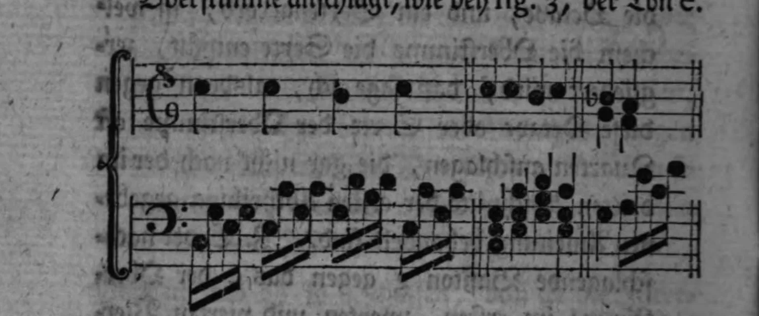 Notenbeyspiel: zweistimmiger Satz (Alt-/Tenorschlüssel), fig. 1 bis fig. 3, nachschlagende Quarten gegen Octave bzw. Sexte, sowie eine fehlerhafte, nicht in der Harmonie enthaltene Quarte illustrierend